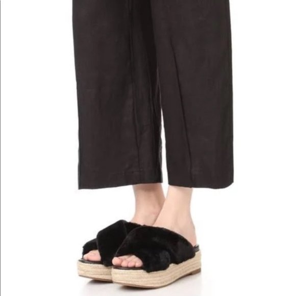 Sam Edelman ZIA Faux Fur Espadrille Wedge 8.5 Black - Picture 2 of 5